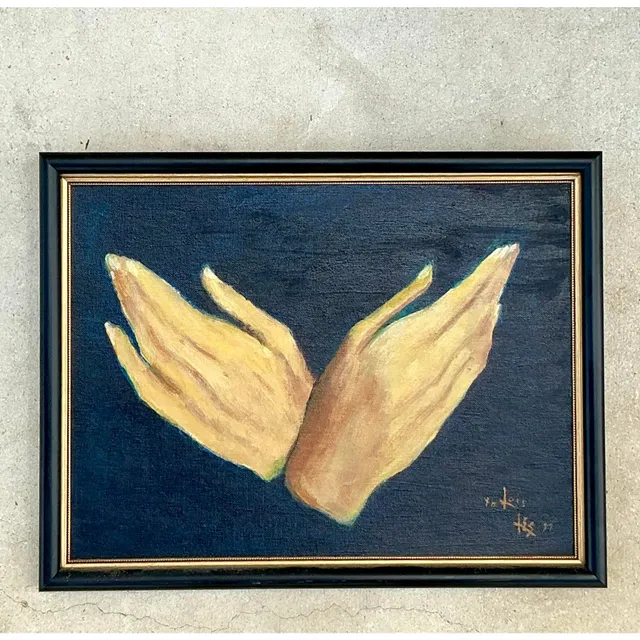 Vintage Regency Original Oil Painting of Hands — additional photo 6