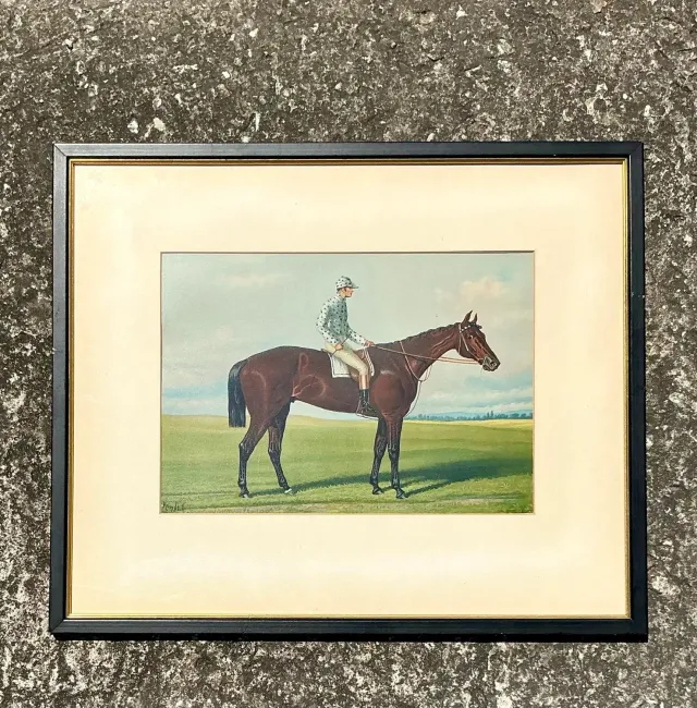 Vintage Regency Original Painting on Board of Horses and Jockey — additional photo 1