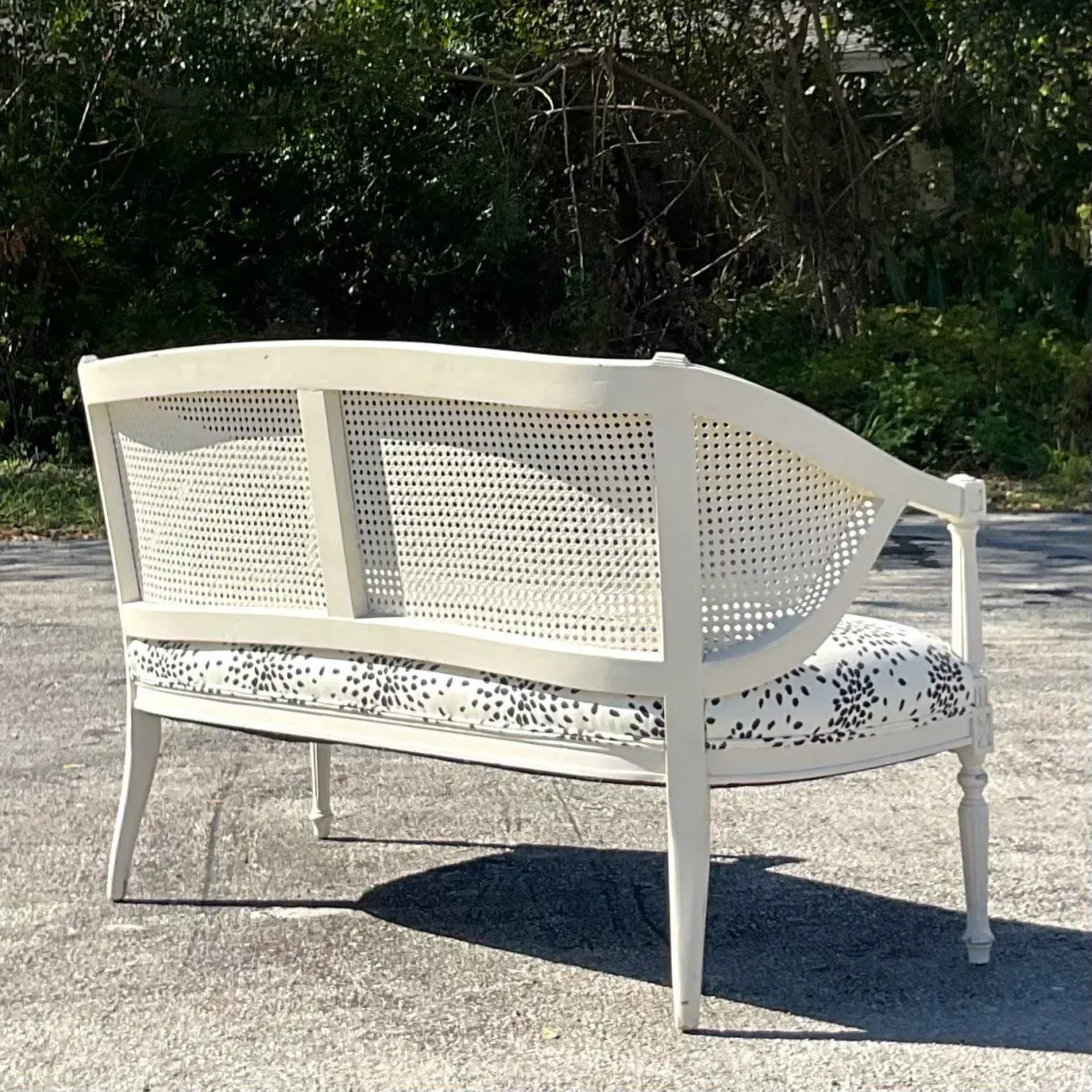Vintage Regency Painted Cane Settee With Albert Hadley’s “Fireworks” — additional photo 3