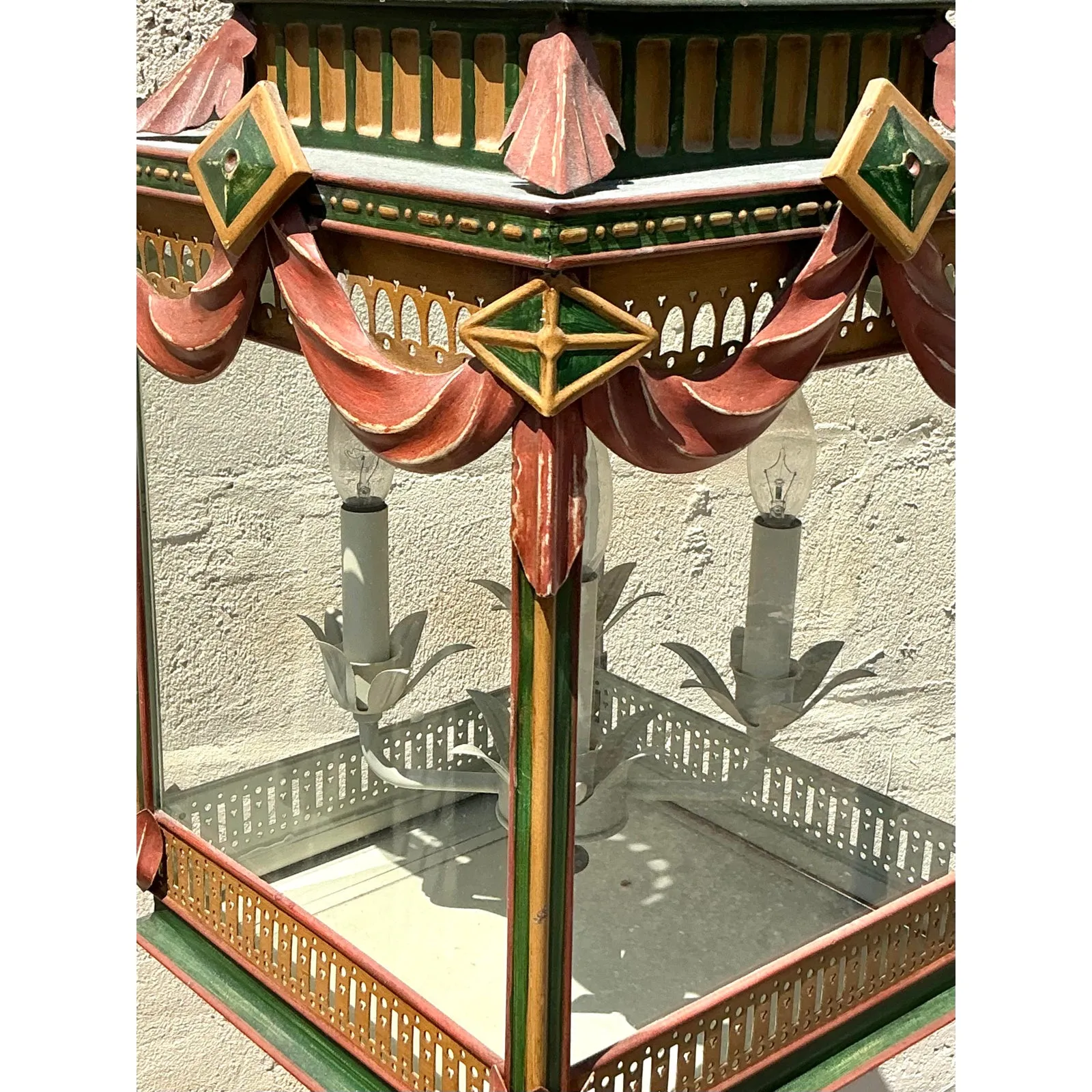Vintage Regency Painted Swag Lantern — additional photo 3