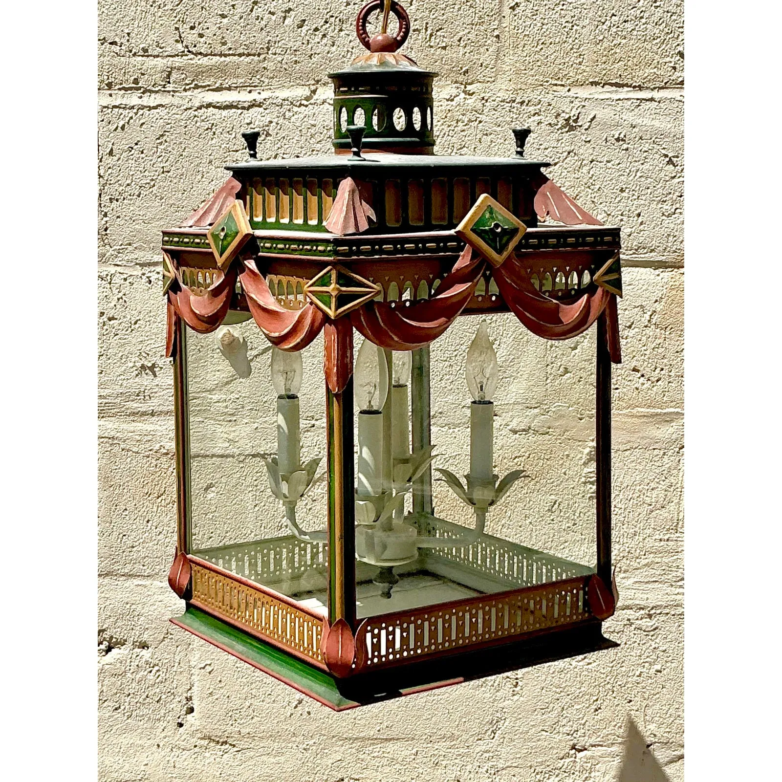 Vintage Regency Painted Swag Lantern — additional photo 4