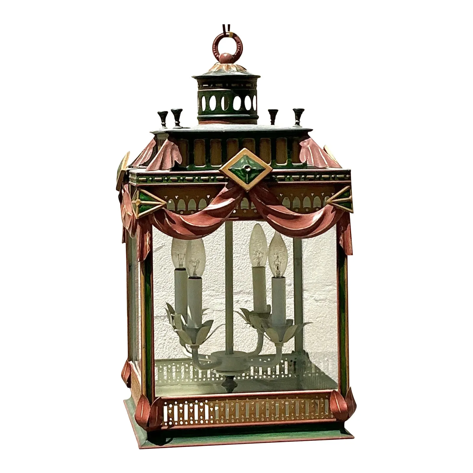 Vintage Regency Painted Swag Lantern — additional photo 5