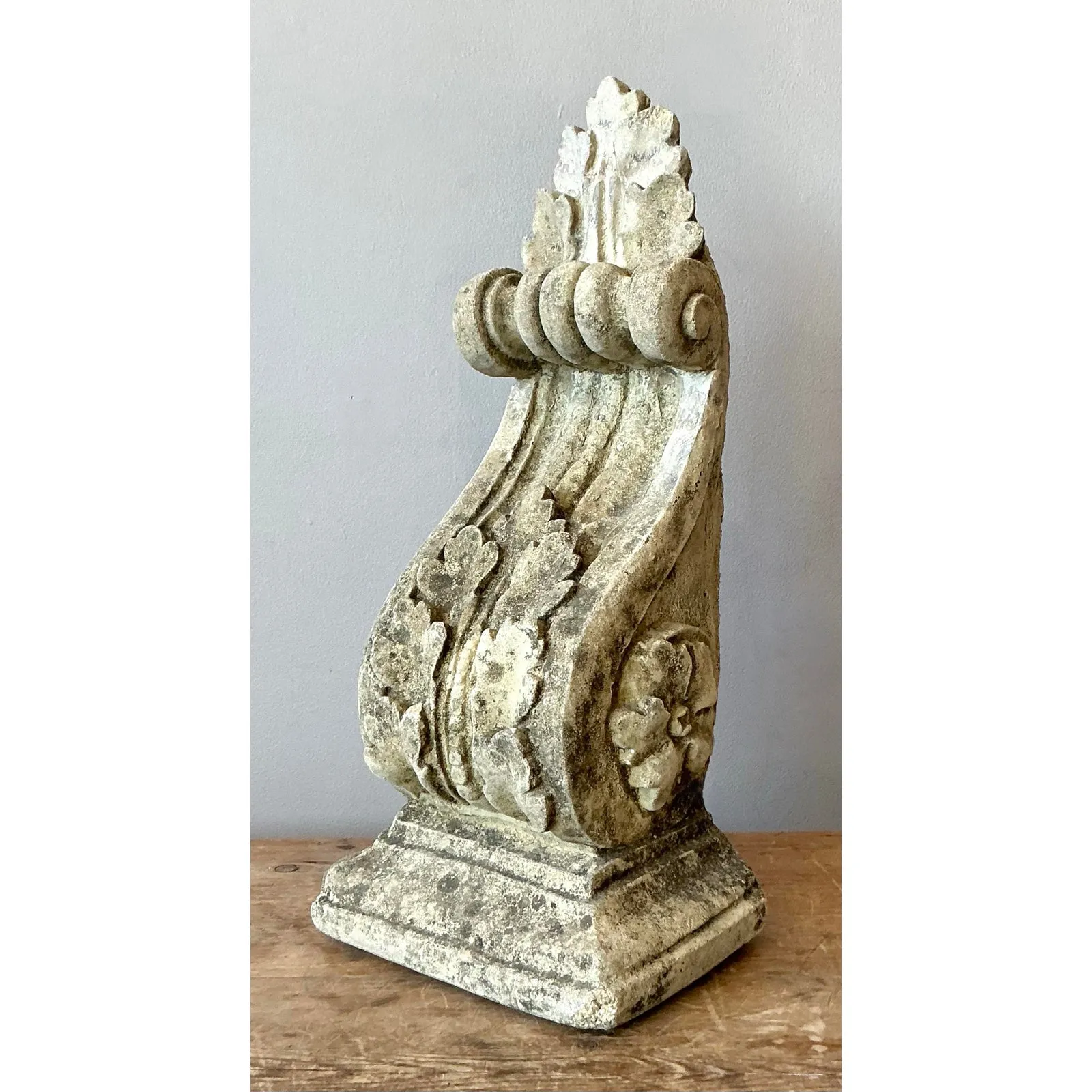Vintage Regency Patinated Cast Concrete Architectural Bracket — additional photo 3