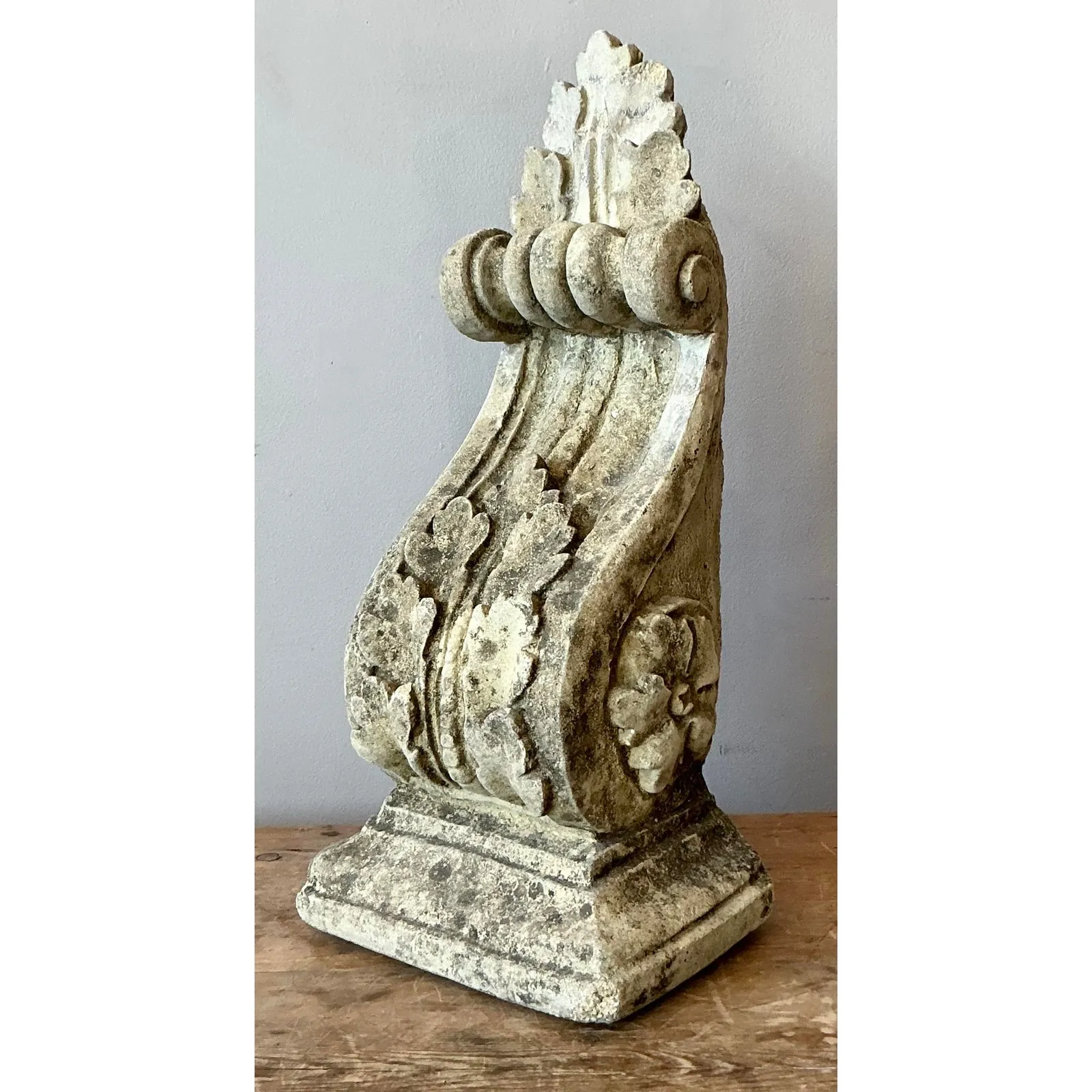 Vintage Regency Patinated Cast Concrete Architectural Bracket — additional photo 5