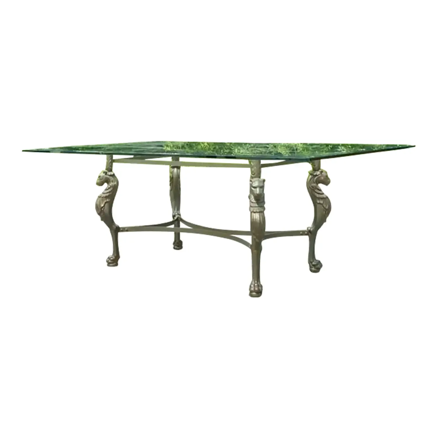 Vintage Regency Patinated Cast Steel Tiger Dining Table — additional photo 1