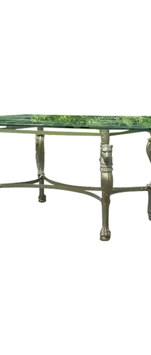 Vintage Regency Patinated Cast Steel Tiger Dining Table