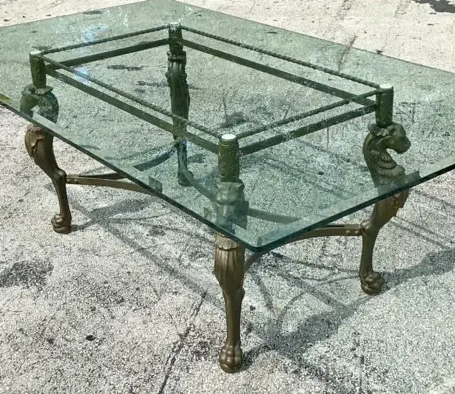 Vintage Regency Patinated Cast Steel Tiger Dining Table — additional photo 4