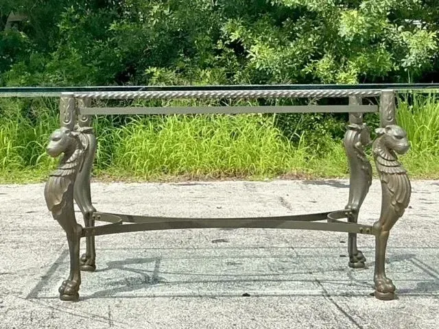 Vintage Regency Patinated Cast Steel Tiger Dining Table — additional photo 6