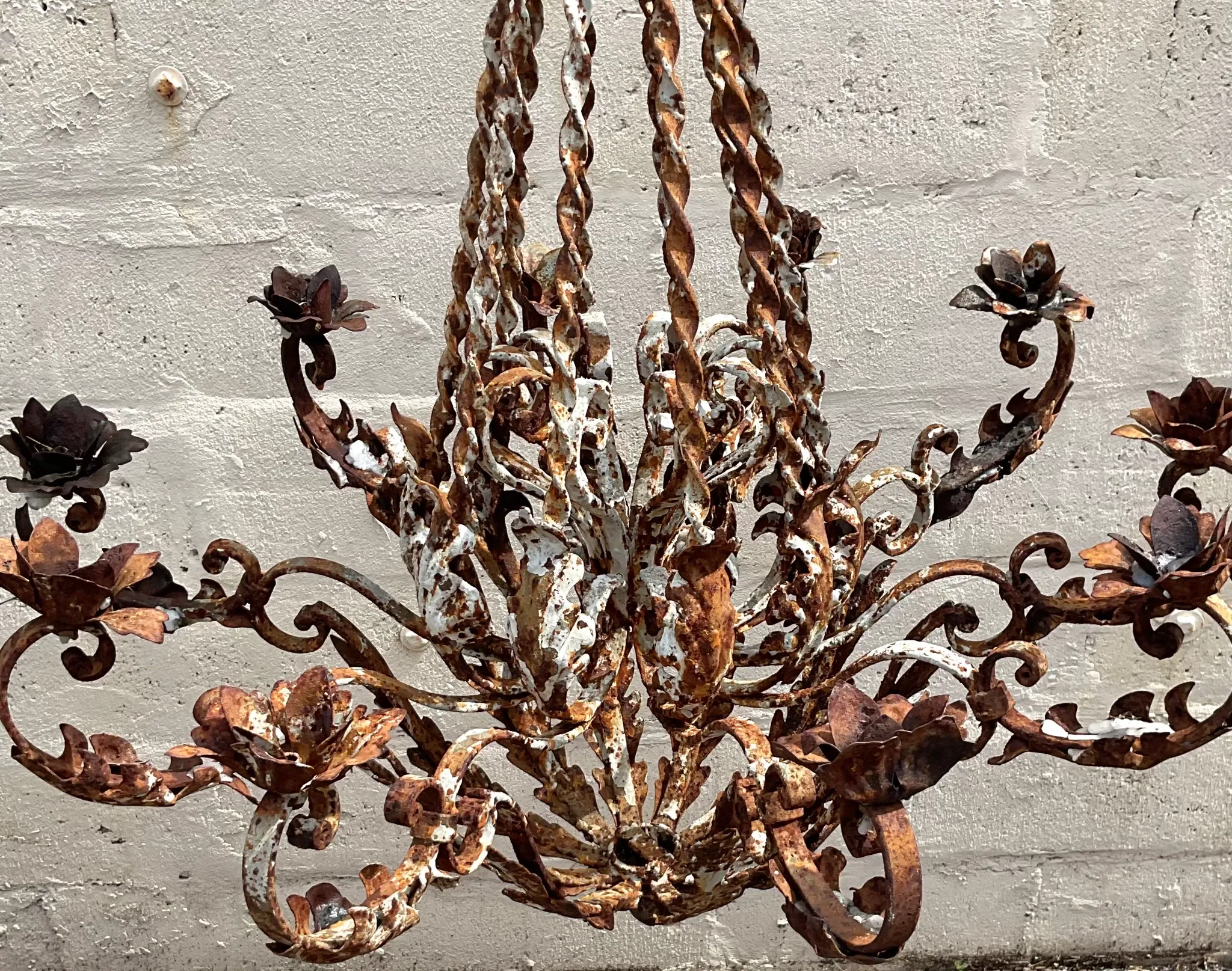 Vintage Regency Patinated Leaf Candle Chandelier — additional photo 2