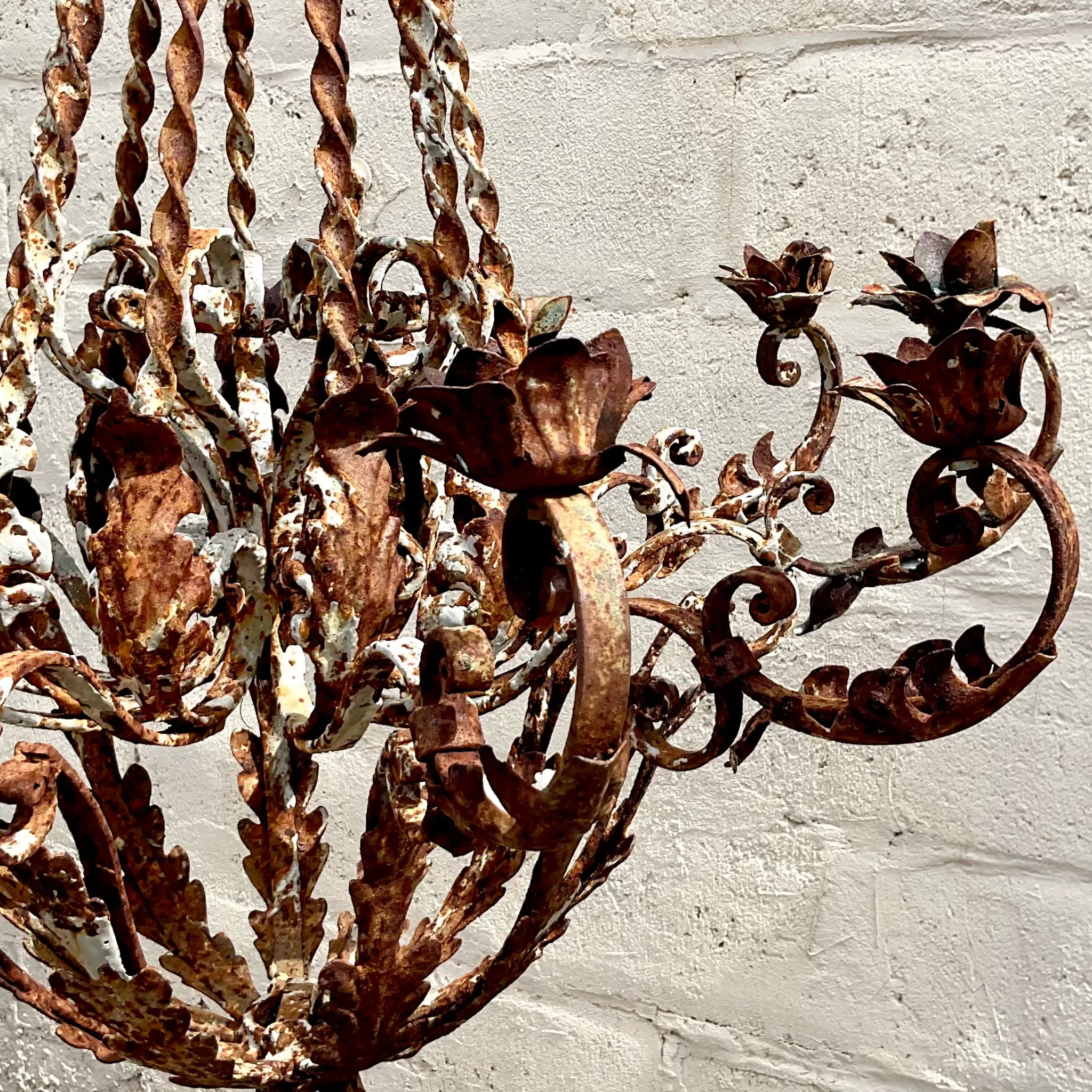 Vintage Regency Patinated Leaf Candle Chandelier — additional photo 7