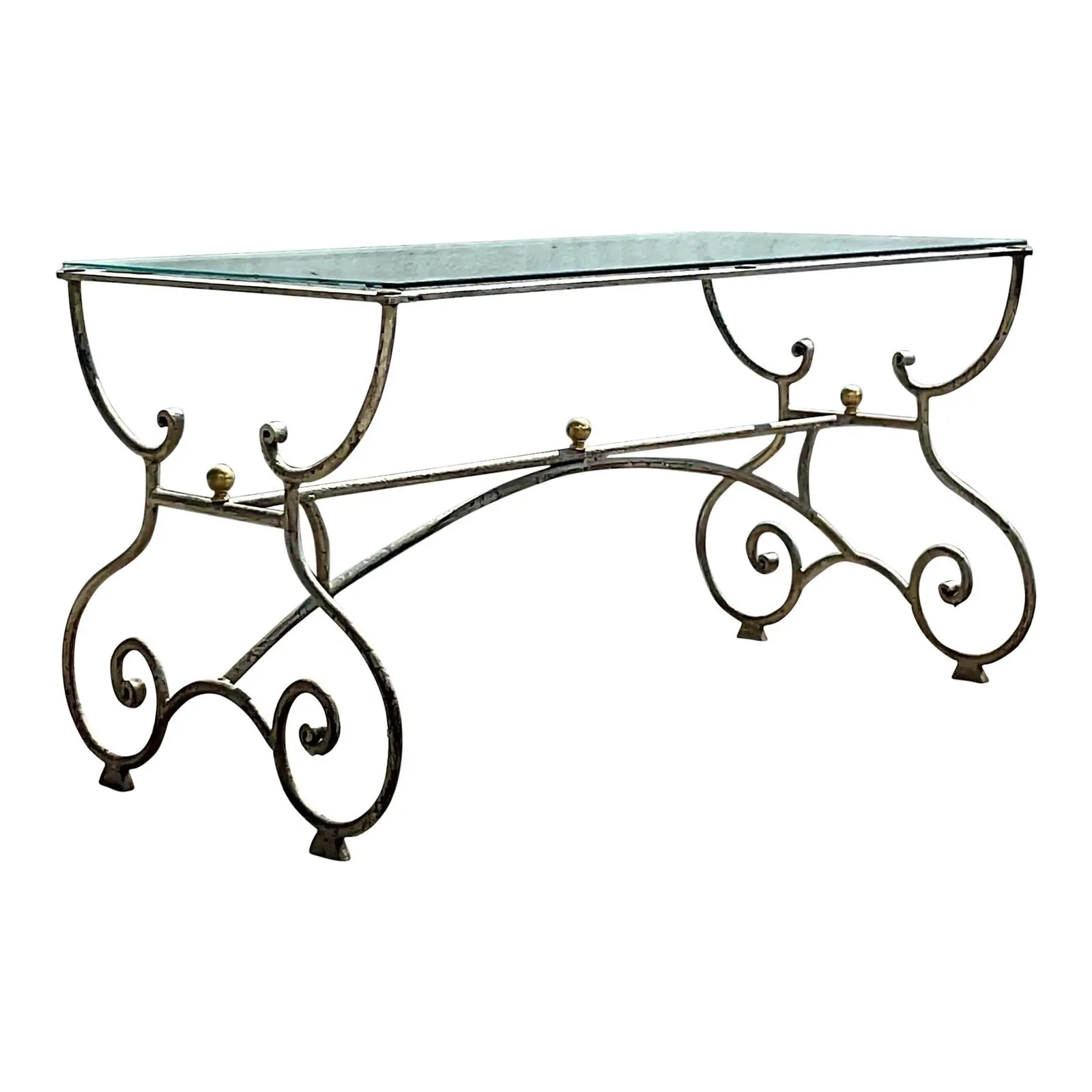 Vintage Regency Patinated Scroll Console Table — additional photo 1