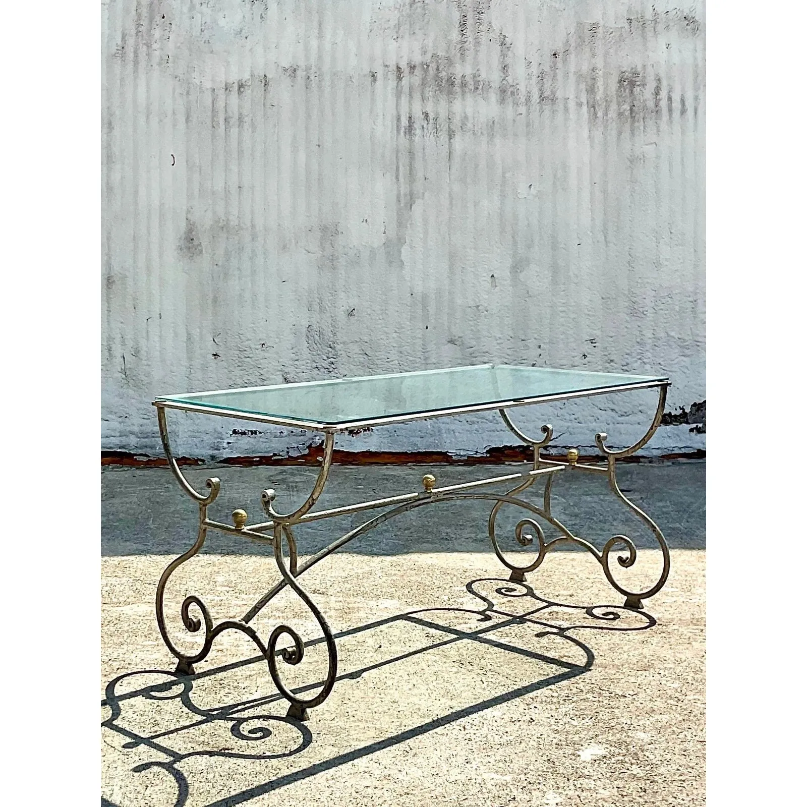 Vintage Regency Patinated Scroll Console Table — additional photo 2
