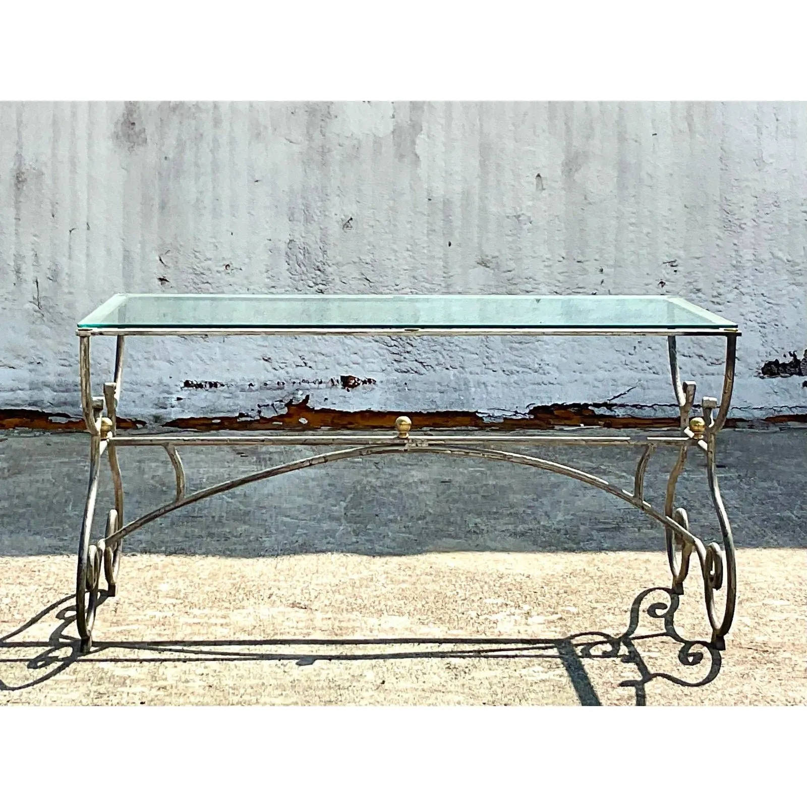 Vintage Regency Patinated Scroll Console Table — additional photo 3