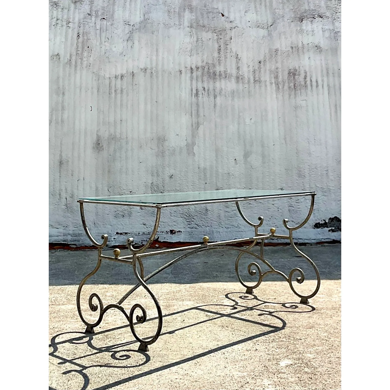 Vintage Regency Patinated Scroll Console Table — additional photo 4