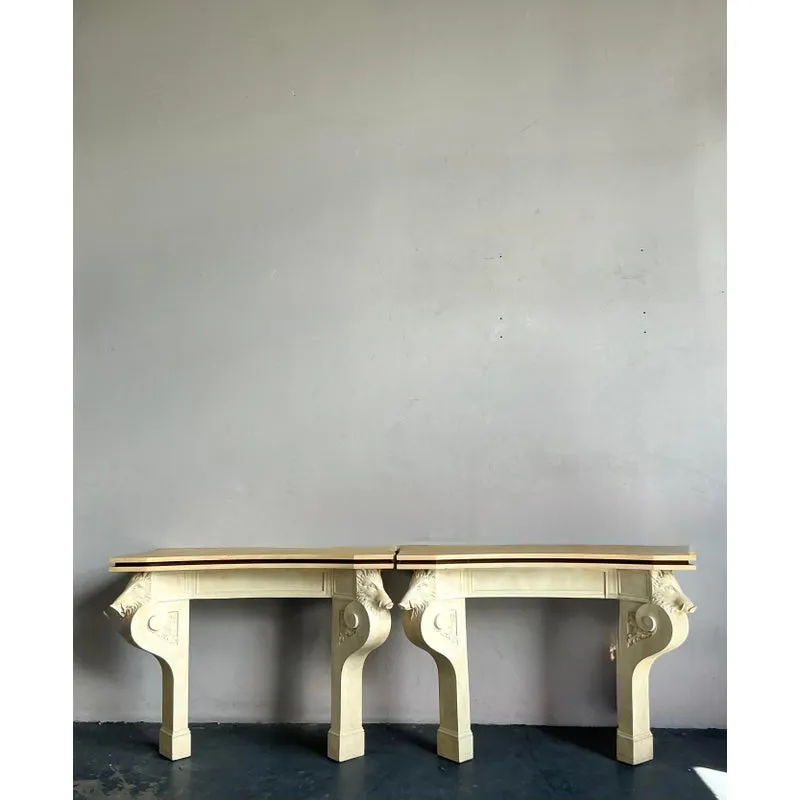 Vintage Regency Plaster Over Wood Boar Console Table - A Pair — additional photo 3