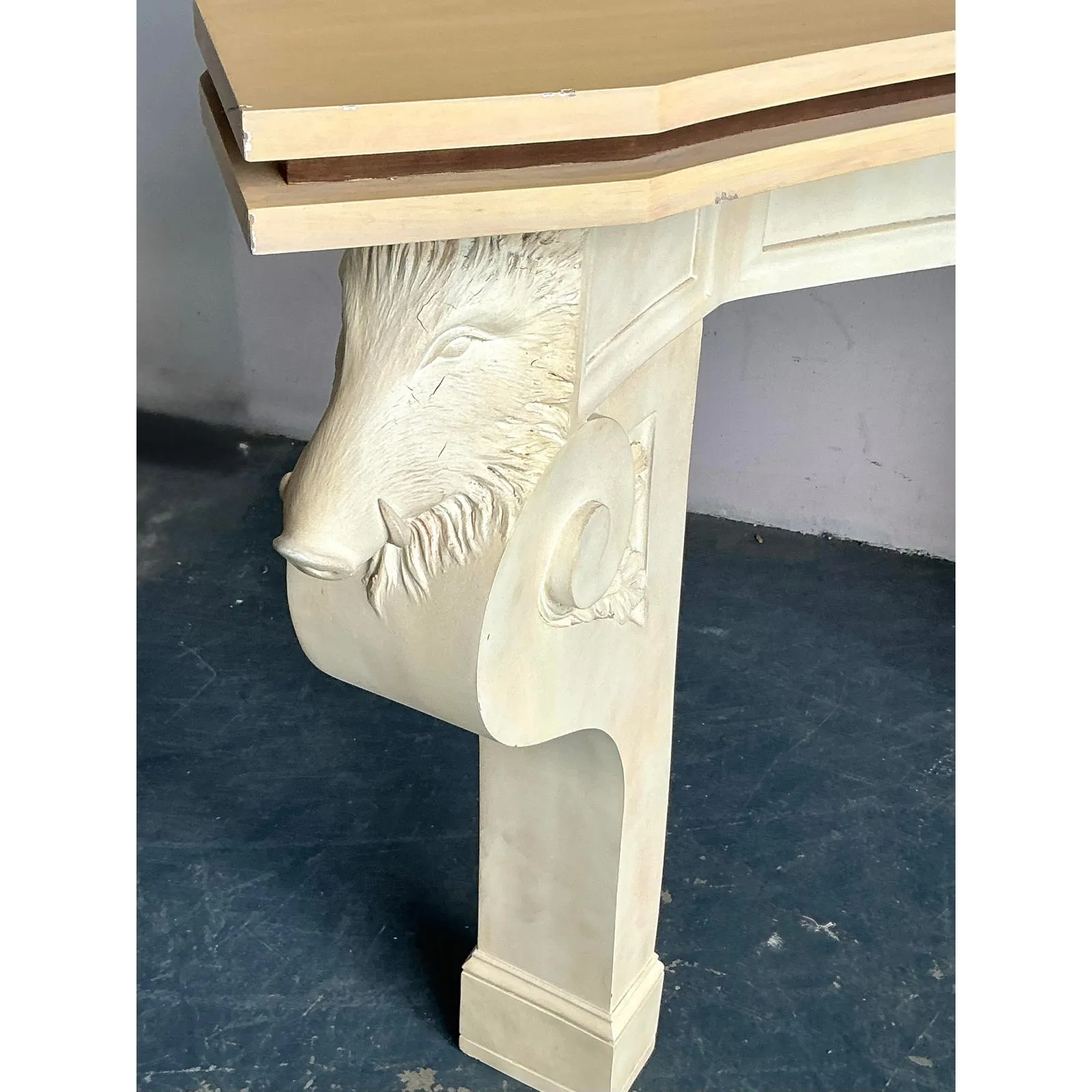 Vintage Regency Plaster Over Wood Boar Console Table - A Pair — additional photo 4
