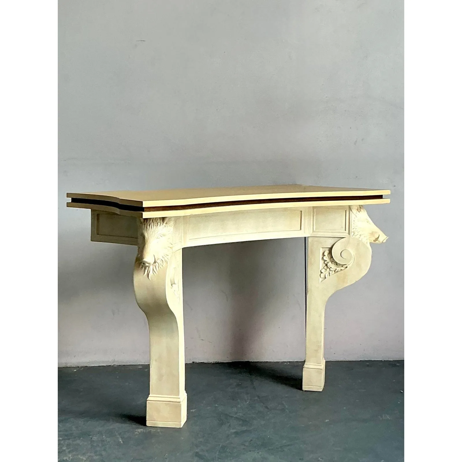 Vintage Regency Plaster Over Wood Boar Console Table - A Pair — additional photo 5