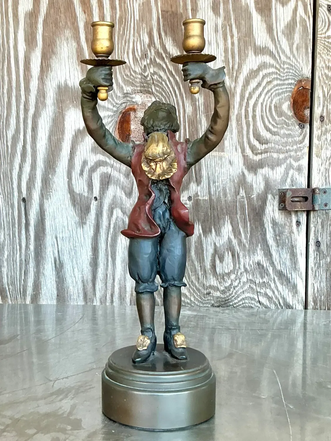 Vintage Regency Polychrome Monkey Candlestick — additional photo 2