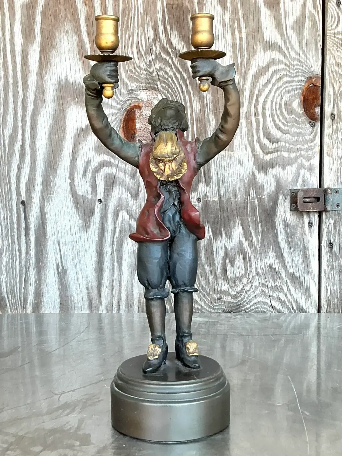 Vintage Regency Polychrome Monkey Candlestick — additional photo 3
