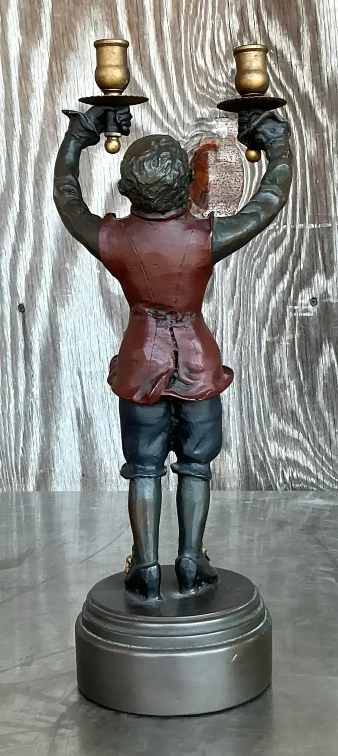 Vintage Regency Polychrome Monkey Candlestick — additional photo 5