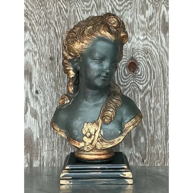Vintage Regency Polychromed Plaster Bust of Woman — additional photo 1