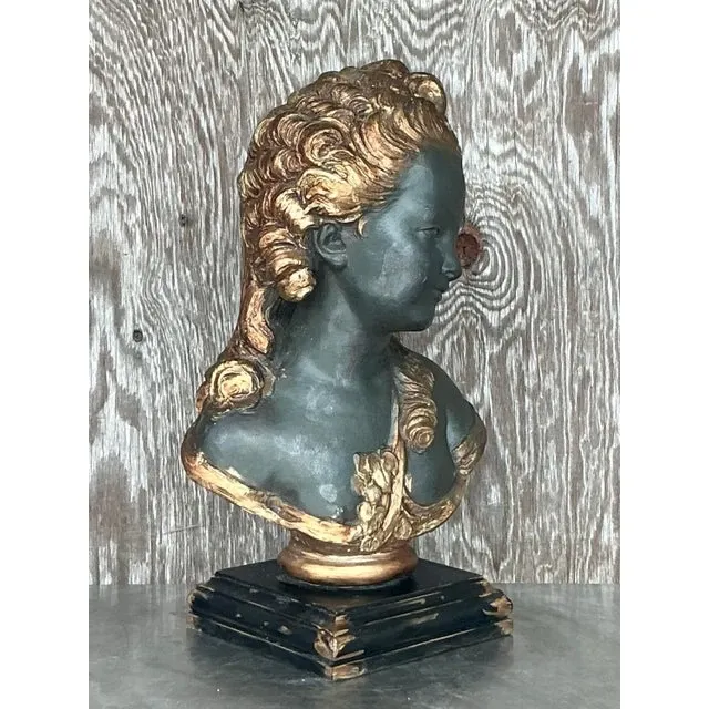 Vintage Regency Polychromed Plaster Bust of Woman — additional photo 2