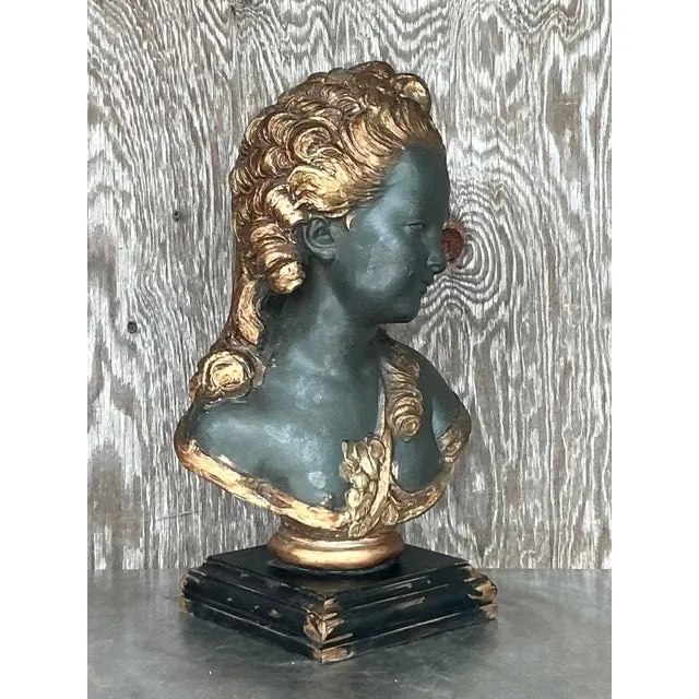 Vintage Regency Polychromed Plaster Bust of Woman — additional photo 4