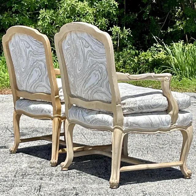 Vintage Regency Printed Swirl Bergere Chairs - a Pair — additional photo 4
