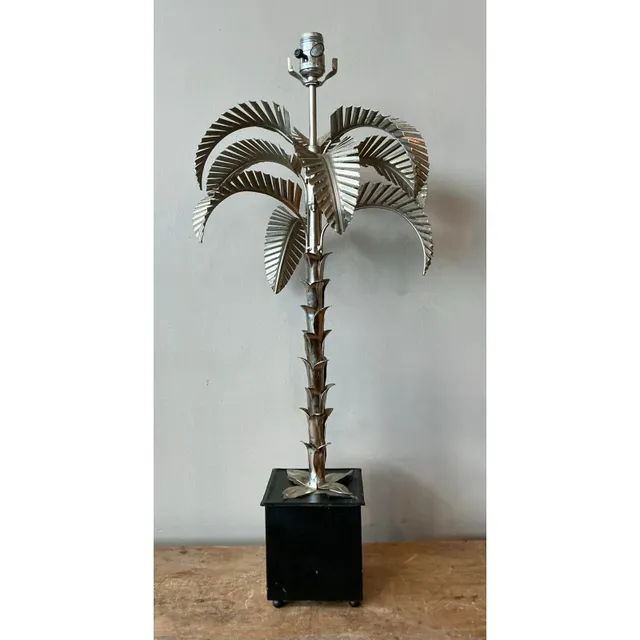 Vintage Regency Punch Cut Palm Tree Lamp — additional photo 2