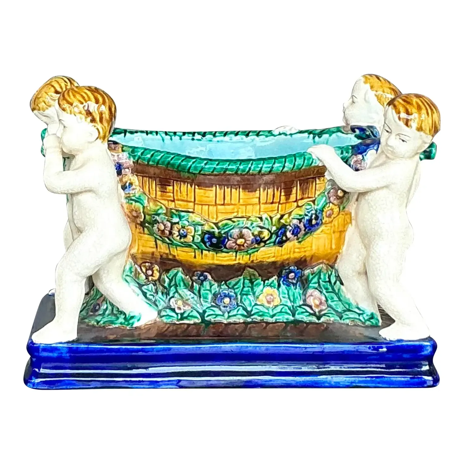 Vintage Regency Putti Cherub Majolica Centerpiece — additional photo 3