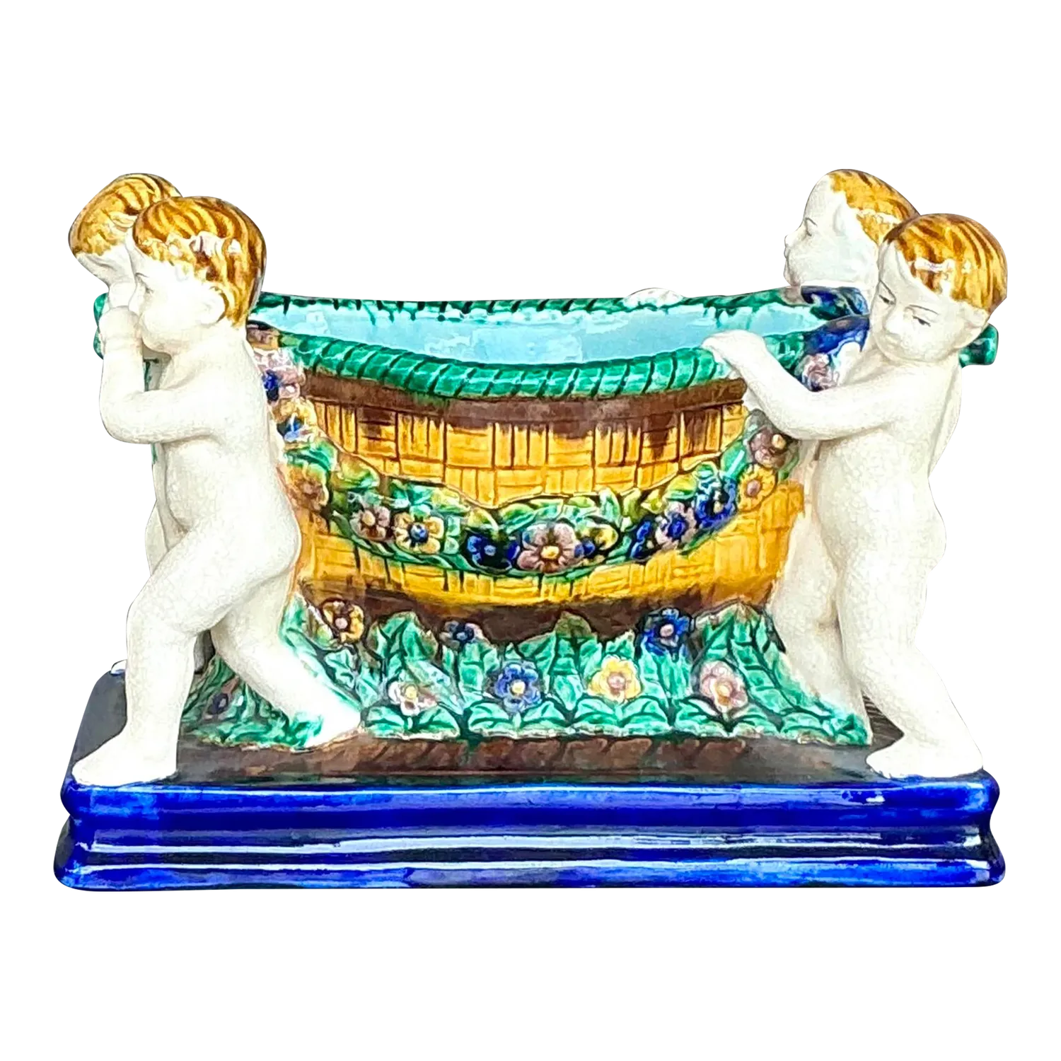 Vintage Regency Putti Cherub Majolica Centerpiece — additional photo 6