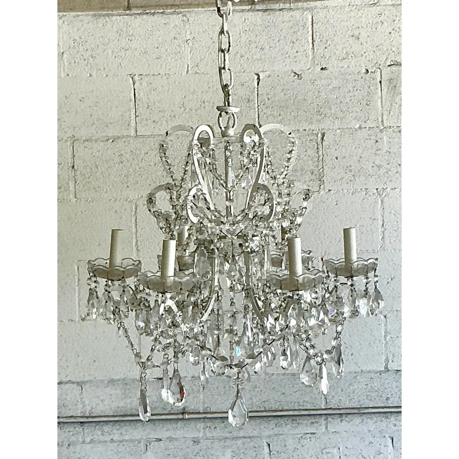 Vintage Regency Restoration Hardware Crystal Drop Chandelier — additional photo 1