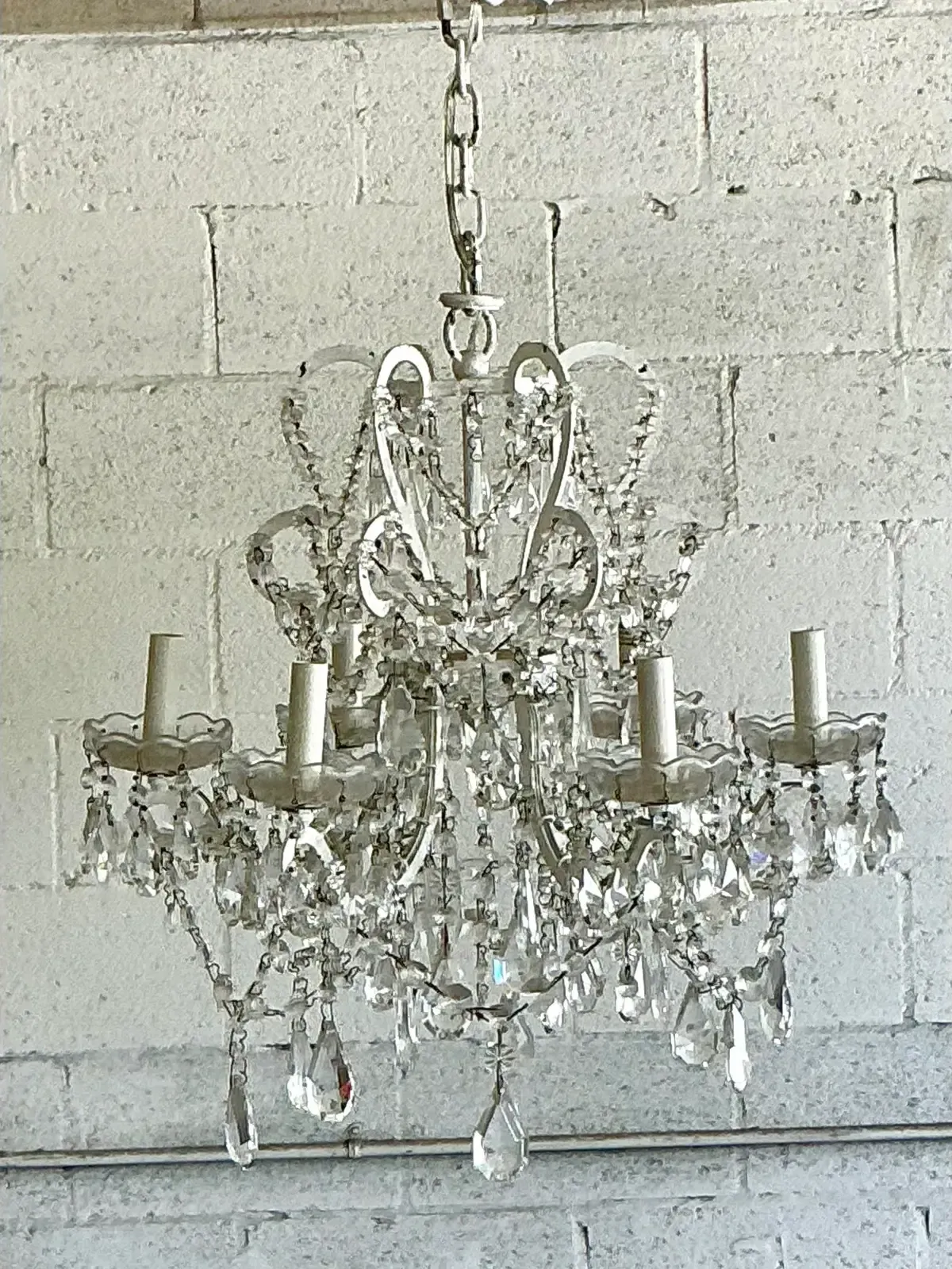 Vintage Regency Restoration Hardware Crystal Drop Chandelier — additional photo 1