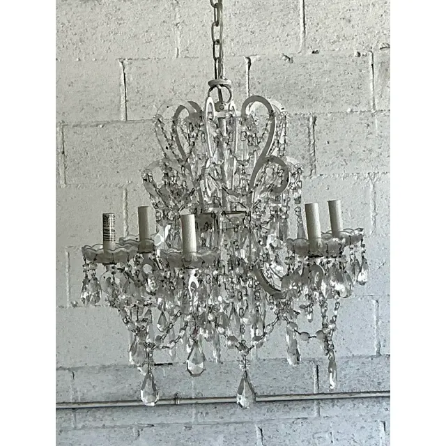 Vintage Regency Restoration Hardware Crystal Drop Chandelier — additional photo 2