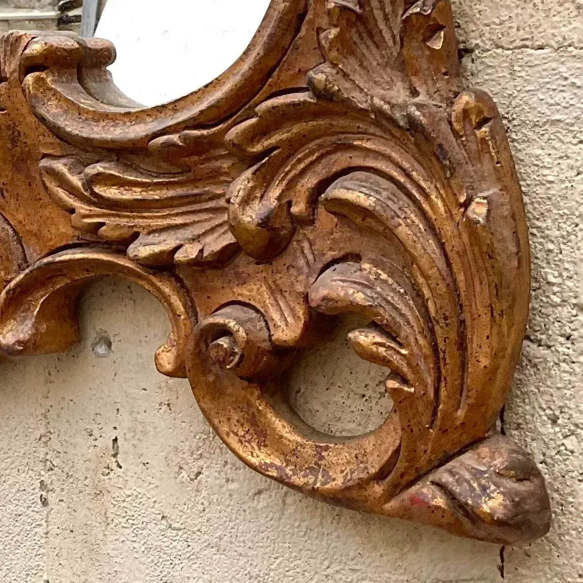 Vintage Regency Rococo Gilt Mirror - Mirrored Glass, 30W x 50.5H — additional photo 1