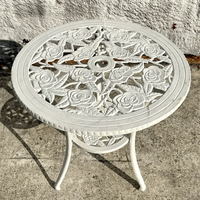 Vintage Regency Rose Garden Wrought Iron Table and Two Chairs - Set of 3 — additional photo 8