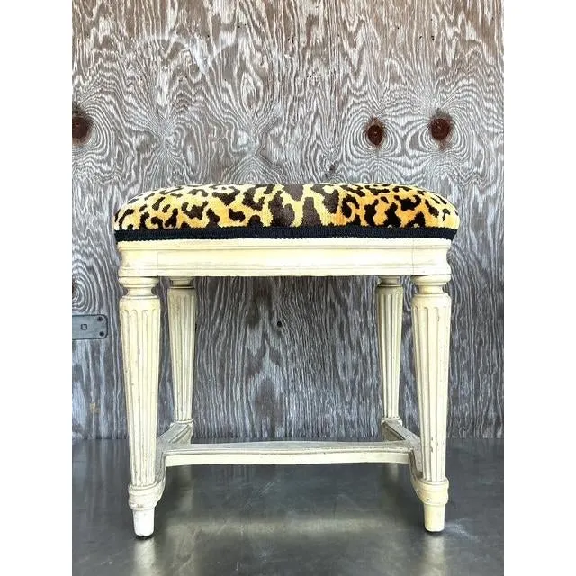 Vintage Regency Scalamandre Velvet Low Stool — additional photo 2