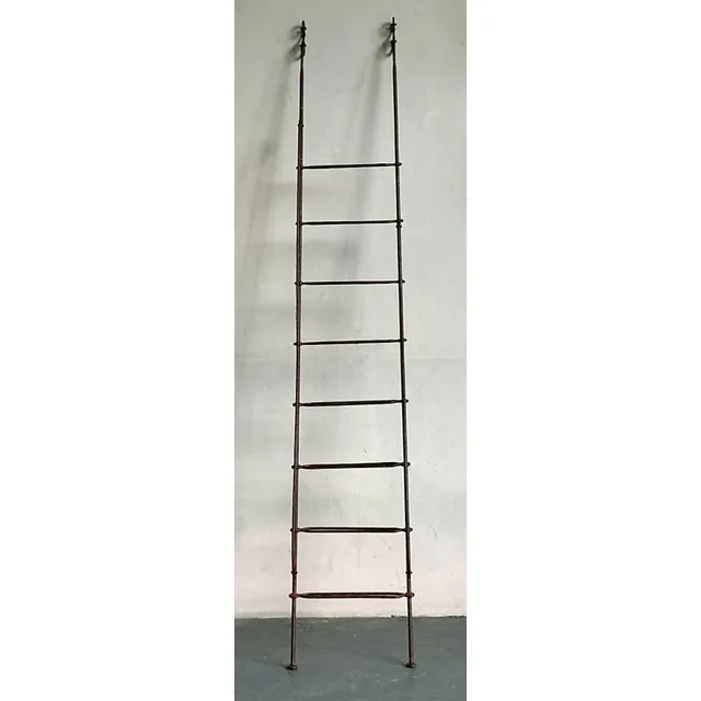 Vintage Regency Scroll Wrought Iron Decorative Ladder — additional photo 1