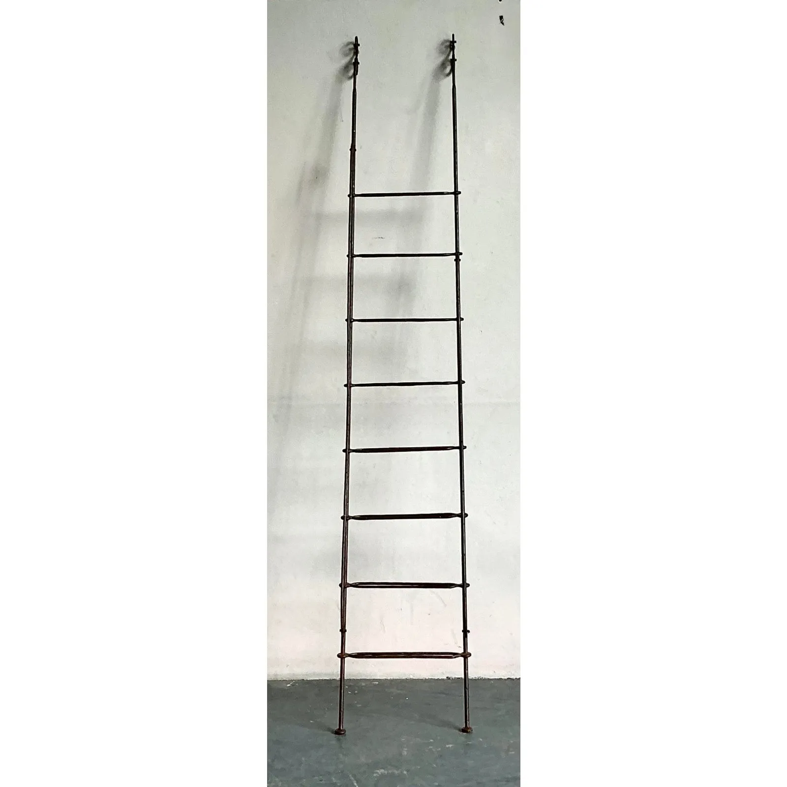 Vintage Regency Scroll Wrought Iron Decorative Ladder — additional photo 2