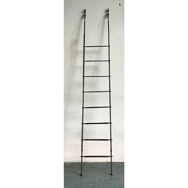 Vintage Regency Scroll Wrought Iron Decorative Ladder — additional photo 2