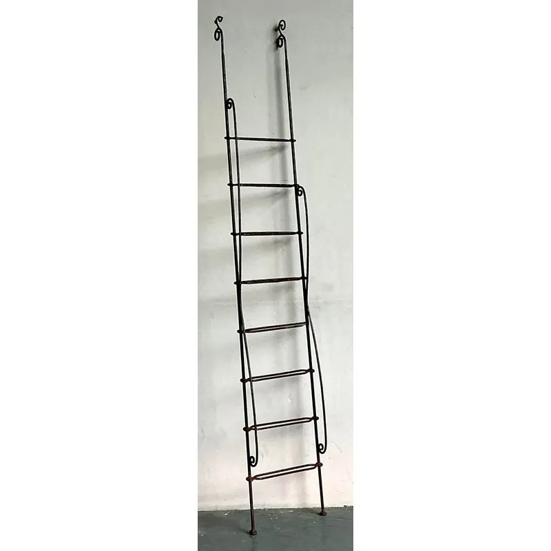 Vintage Regency Scroll Wrought Iron Decorative Ladder — additional photo 4