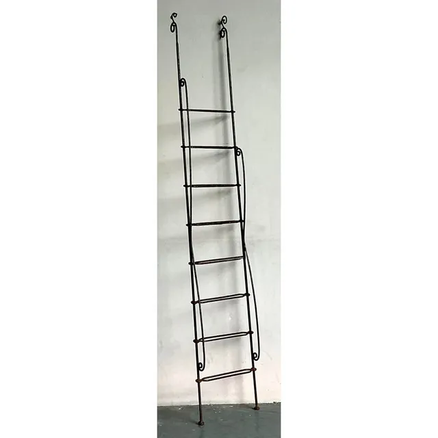 Vintage Regency Scroll Wrought Iron Decorative Ladder — additional photo 4