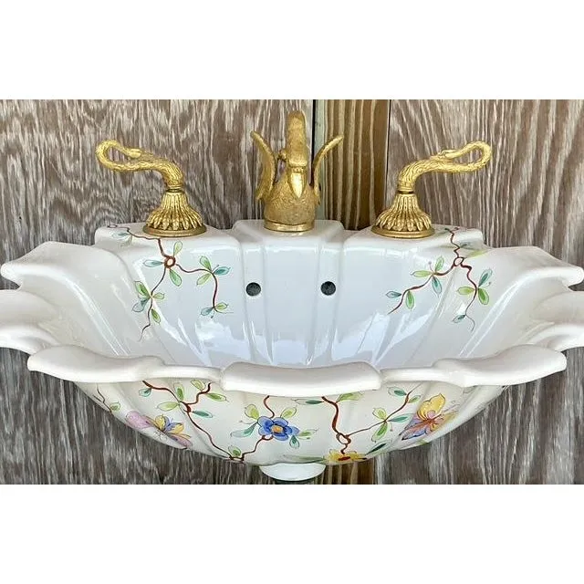 Vintage Regency Sherle Wagner Hand Painted Sink — additional photo 2