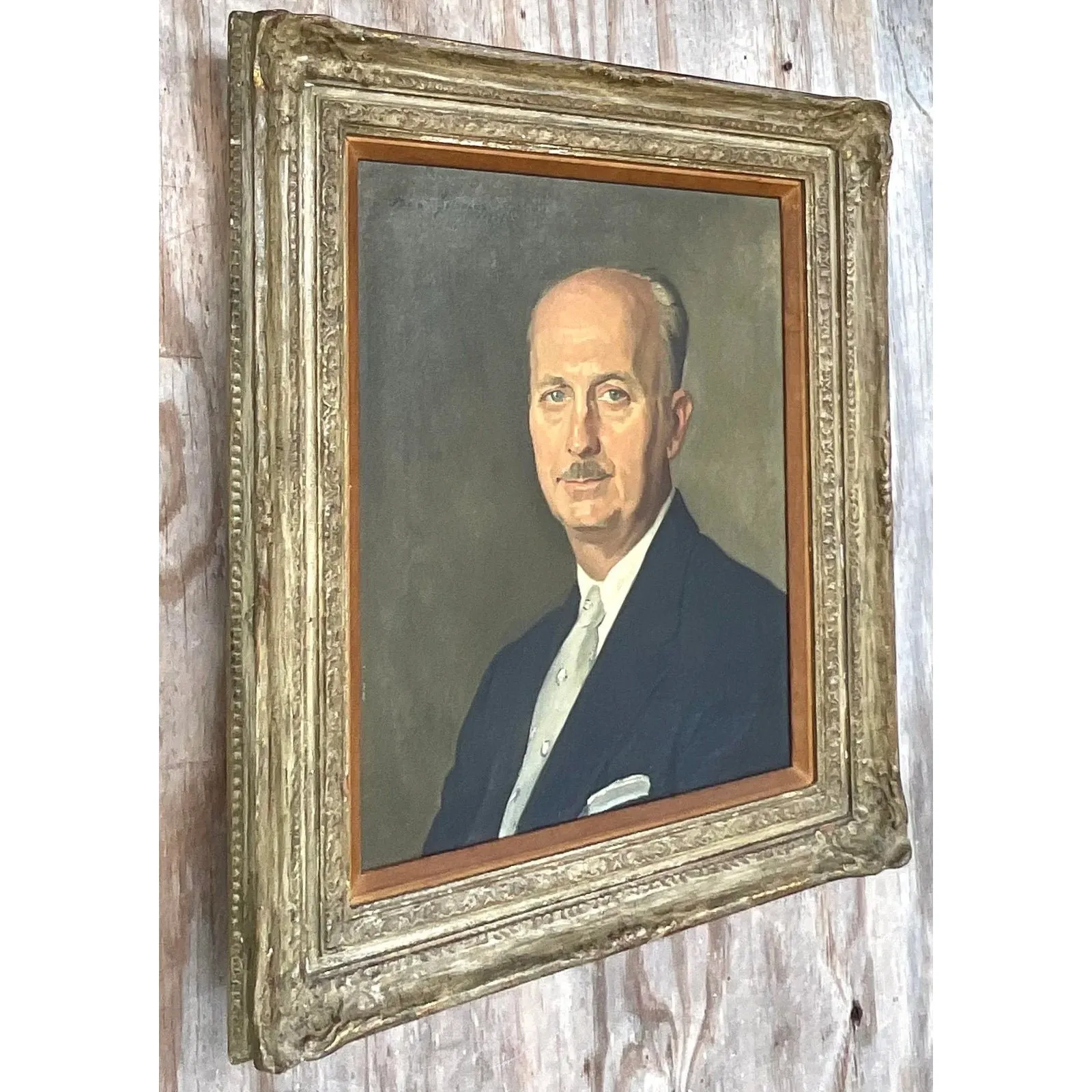 Vintage Regency Signed Original Oil Portrait Painting on Canvas — additional photo 3