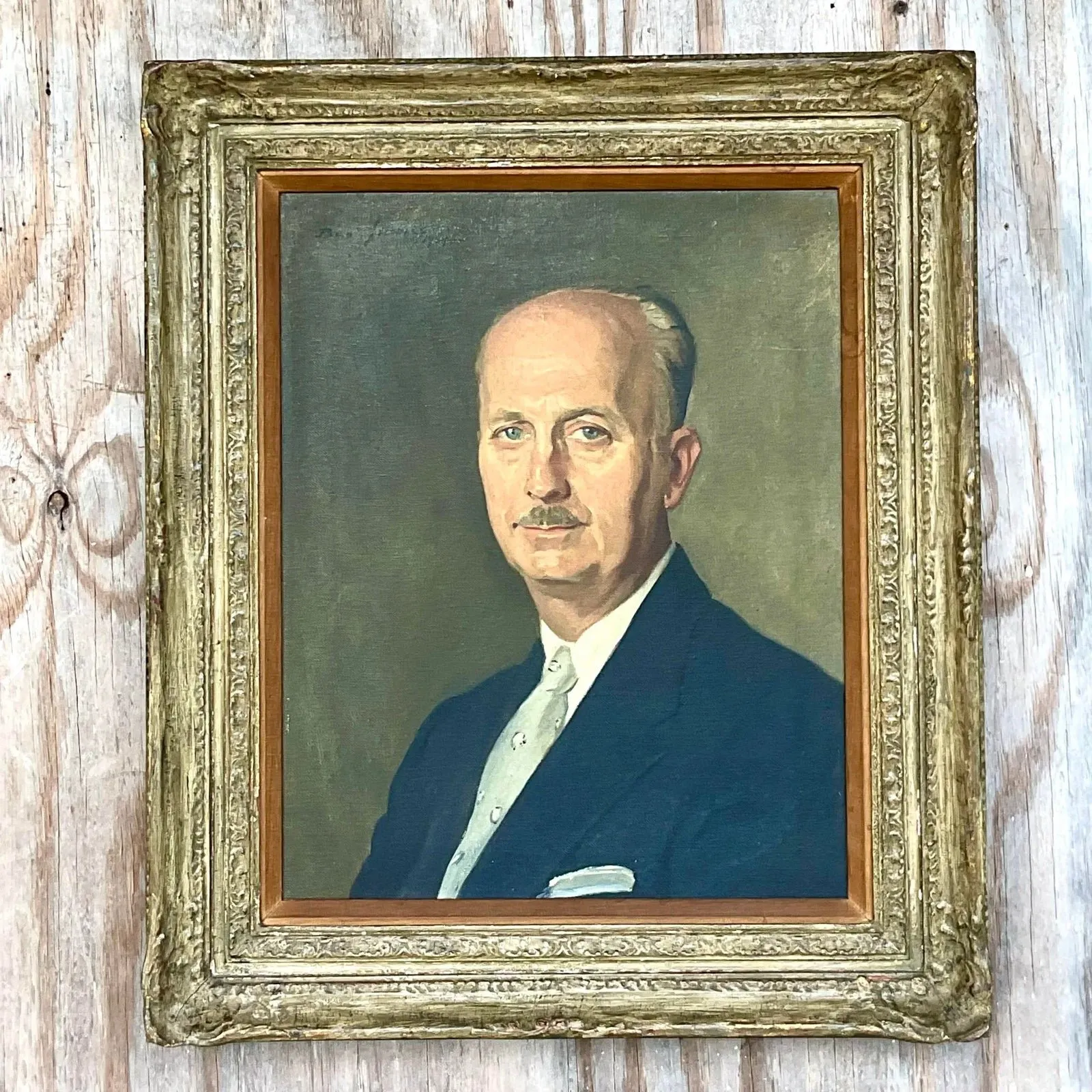 Vintage Regency Signed Original Oil Portrait Painting on Canvas — additional photo 5