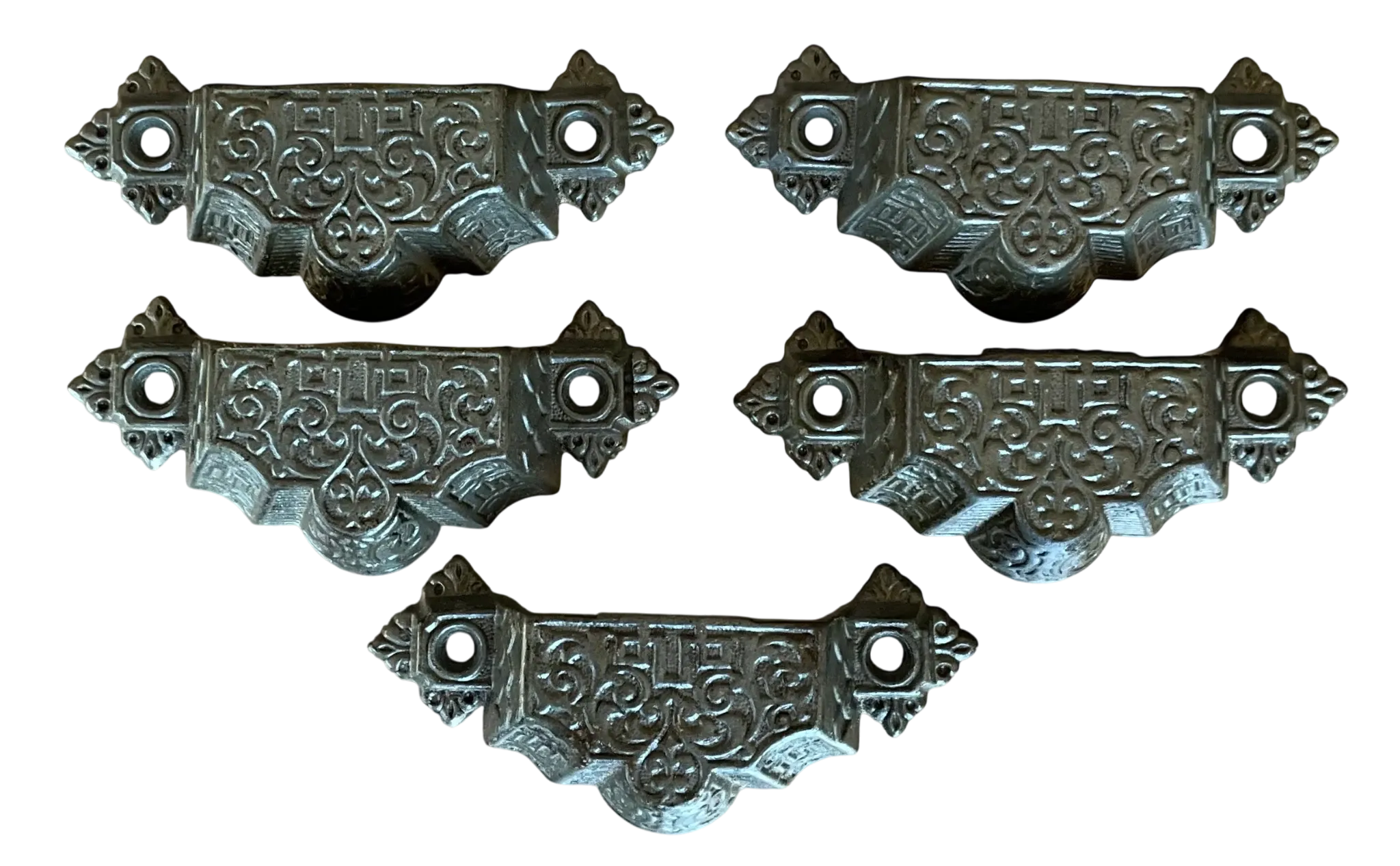 Vintage Regency Small Cast Iron Handle - Set of 5