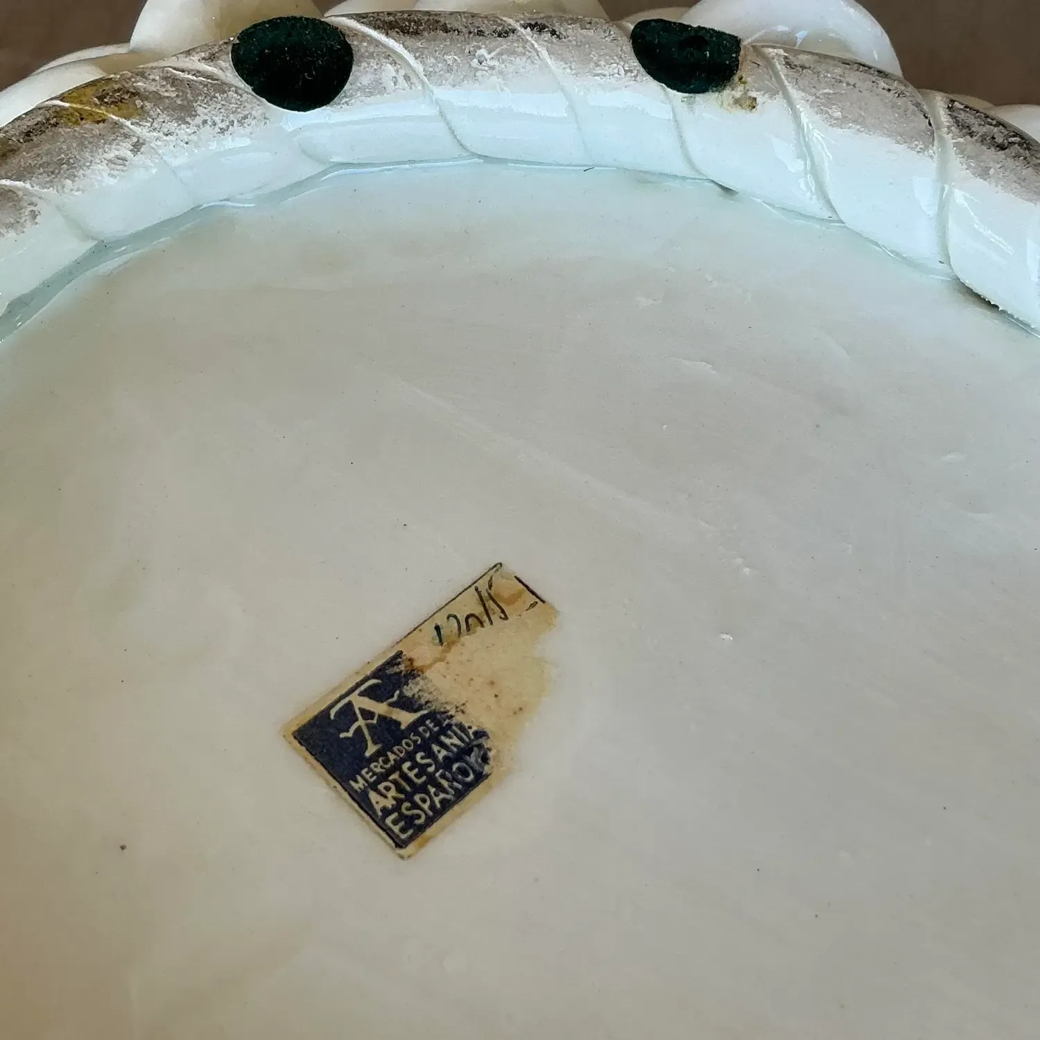 Vintage Regency Spanish Glazed Ceramic Fruit Bowl — additional photo 4