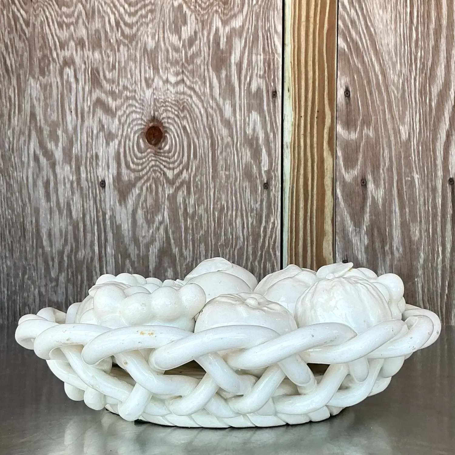 Vintage Regency Spanish Glazed Ceramic Fruit Bowl — additional photo 6