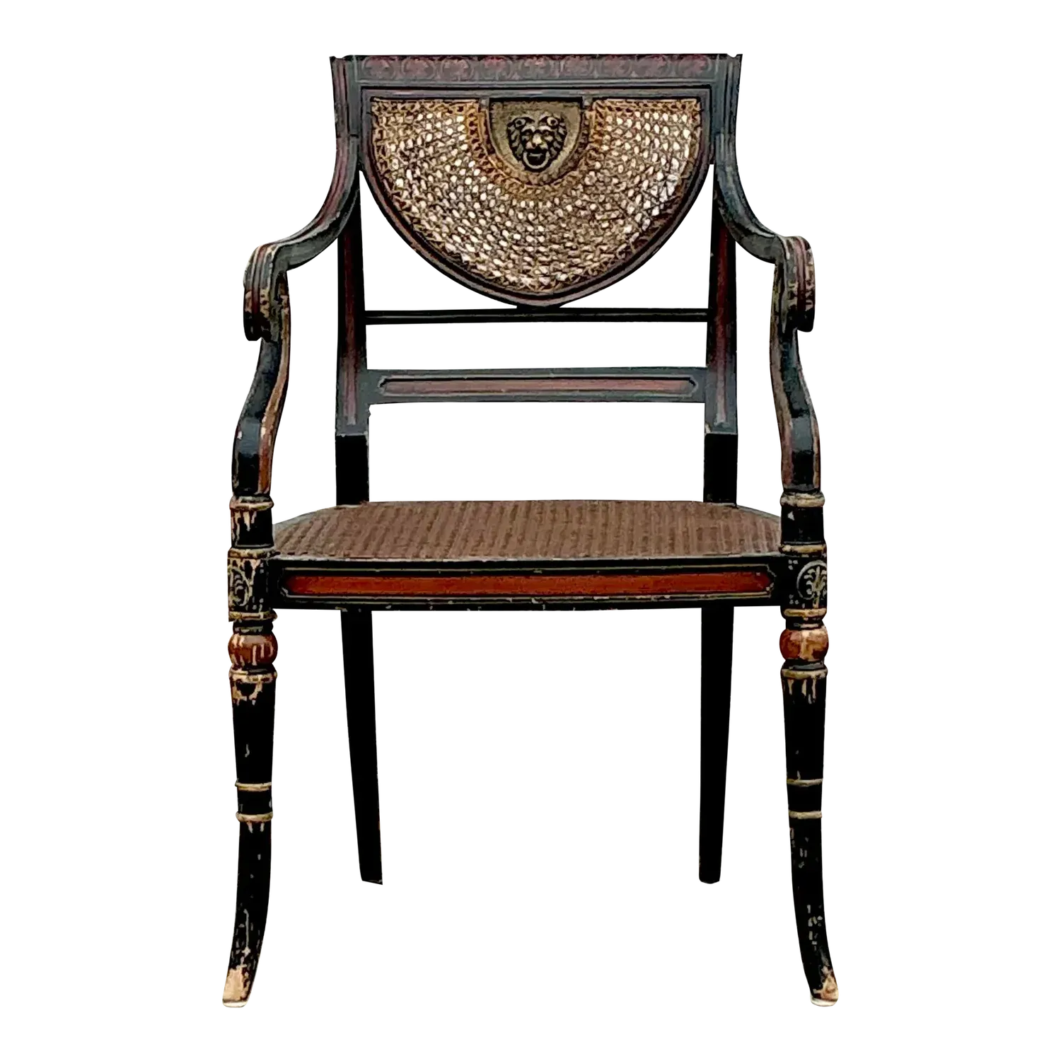 Vintage Regency Spider Web Cane Arm Chair — additional photo 2