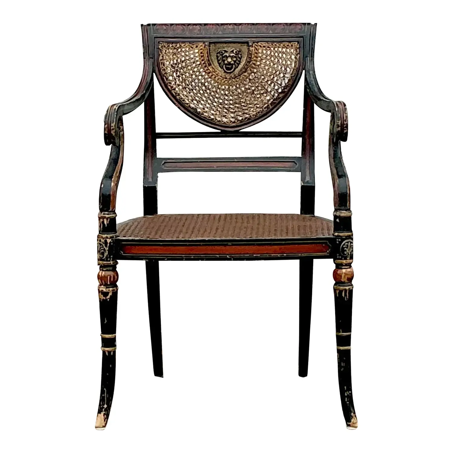 Vintage Regency Spider Web Cane Arm Chair — additional photo 3